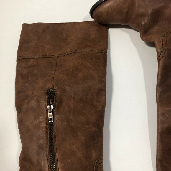 J. Crew Nottingham Leather High Heel Tall Boots 16950 Brown Size 10 Made N Italy - Picture 3 of 11